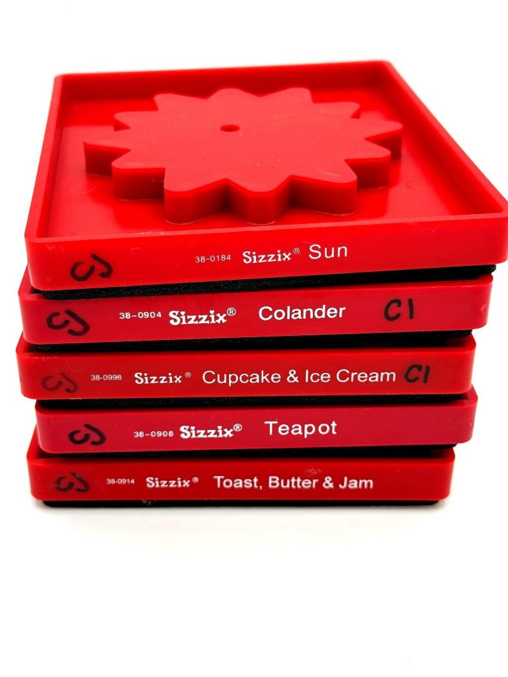 Sizzix Originals Die Lot 5 Red Dies Sun Teapot Cupcake Ice Cream Kitchen Theme